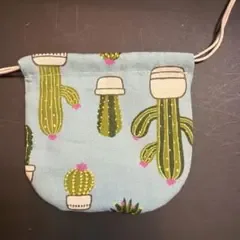 ハンドメイド 巾着袋 サボテン柄