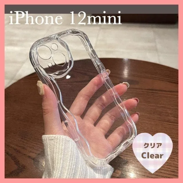 iPhone 12mini うねうね ウェーブ スマホケース 透明クリア カバー