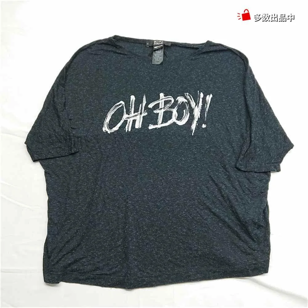 Dselle OH BOY! プリントTシャツ ブラック系 レディース