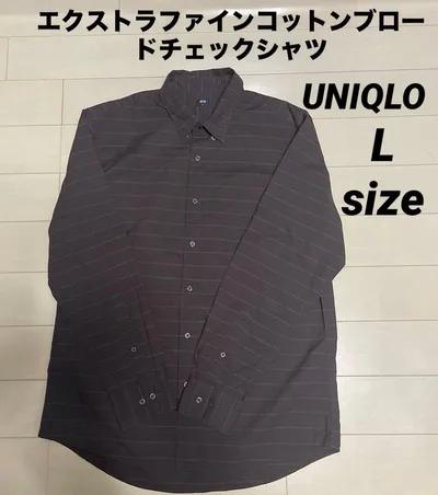 UNIQLO ユニクロ 長袖シャツ チェック柄 ダークブラウン Lサイズ