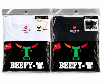 Hanes × セブン-イレブン BEEFY-Tクルーネック白、黒セットL