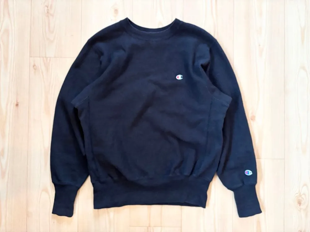 90s Champion リバースウィーブ ブラック 無地 ブランク USA製
