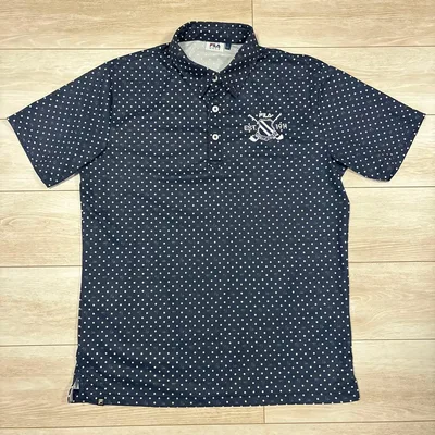 FILA GOLF ポロシャツ ドット柄 ネイビー LLサイズ