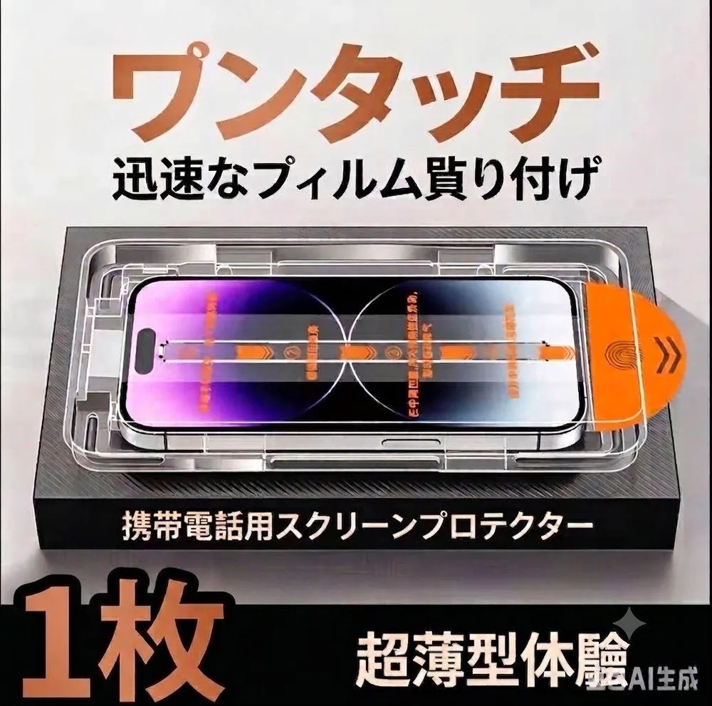 iPhone18Pro用 強化ガラスフィルム 1枚 自動貼付ツール付