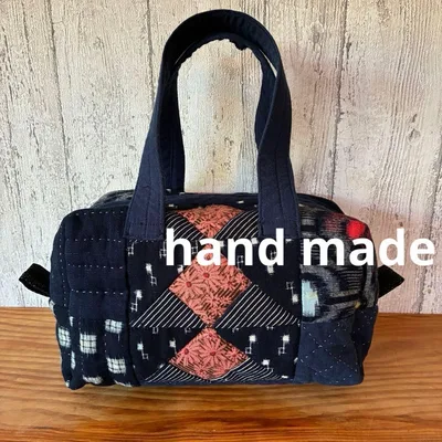 【昭和レトロ】hand made パッチワーク 古布 ハンドバッグ