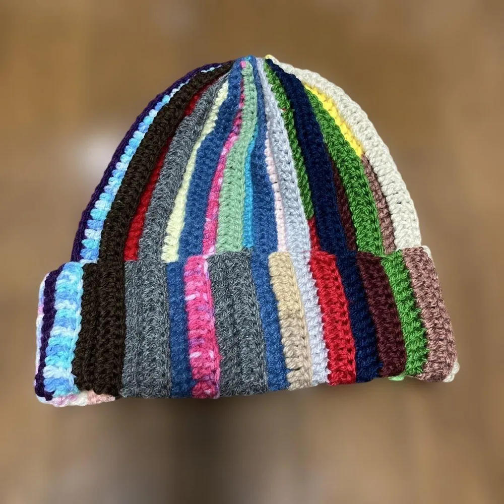 ハンドメイド マルチカラー ニット帽