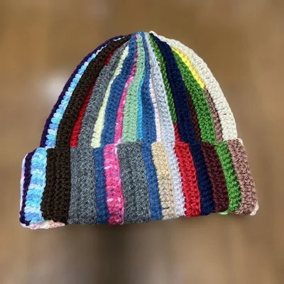 ハンドメイド マルチカラー ニット帽