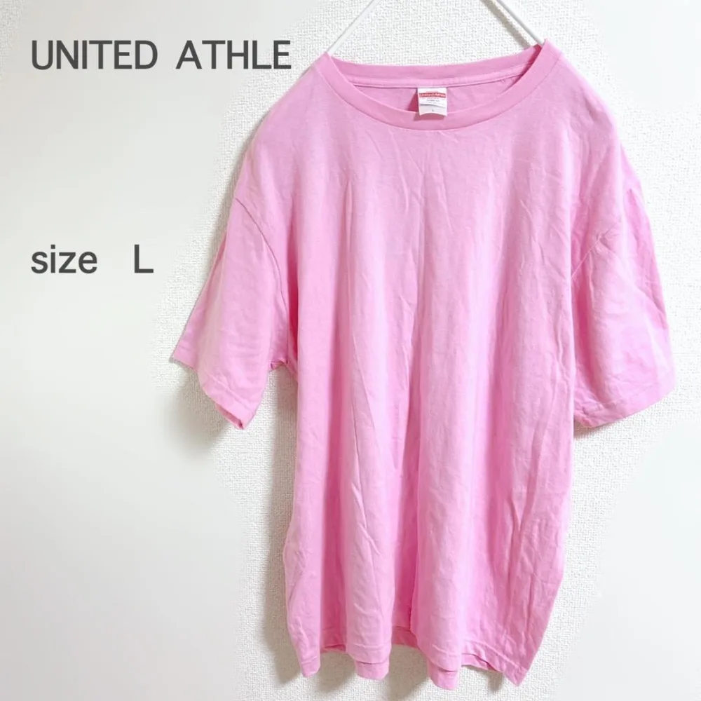 【ユナイテッドアスレ】半袖Tシャツ ピンク L シンプル カジュアル 綿100%