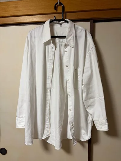 ユニクロ UNIQLO オーバーサイズシャツ 白 長袖 コットン