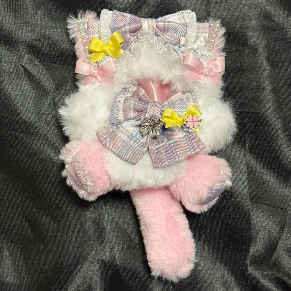 にじぱぺサイズぬい服 ピンク猫 おすわり 着ぐるみ 10cm 作家様