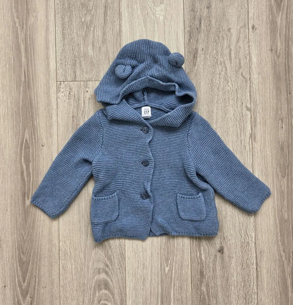 baby GAP ベビー ニットカーディガン フード付き ブルー