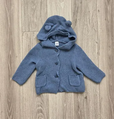 baby GAP ベビー ニットカーディガン フード付き ブルー