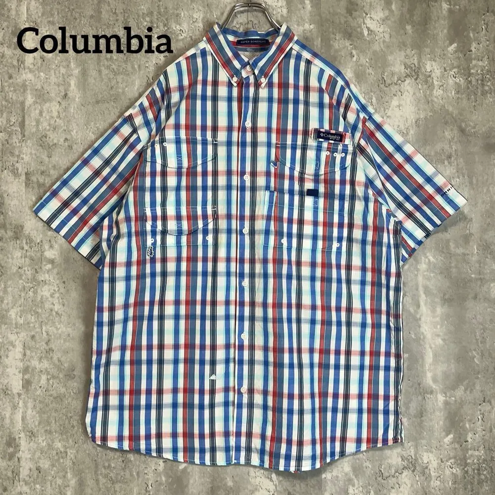 Columbia フィッシングシャツ スーパーボーンヘッド 半袖 チェック