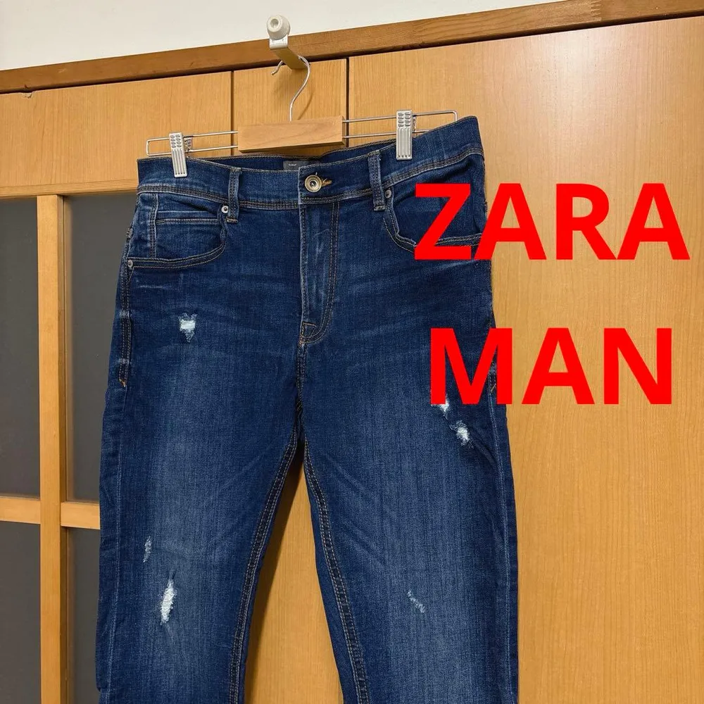 美品 ZARA MAN ダメージジーンズ スキニーデニム インディゴ ジーンズ