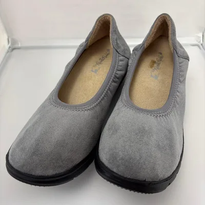 【中古】 ラックラック 空飛ぶパンプス グレー フラットシューズ 24センチ