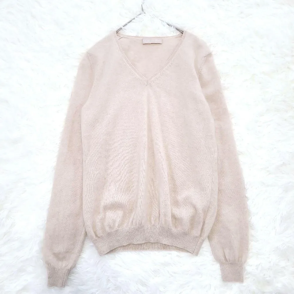 最高級 モンゴル産 GOBI カシミヤ100% Vネック セーター ベージュ