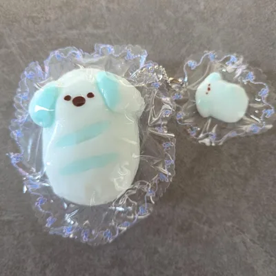 【値下】水色のわんちゃん親子 スクイーズ ノーブランド