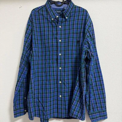 【CHAPS】チャップス 長袖 チェックシャツ ボタンダウン ブルー グリーン