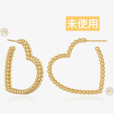 【両耳】14Kゴールドメッキ 925スターリングシルバラブハート フープ 可愛い