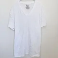 そ ヘインズ 半袖 Tシャツ Vネック 無地 XL 白 綿 インナー 作業