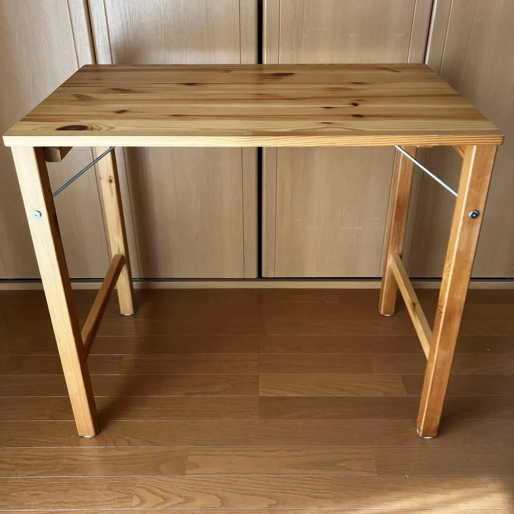 無印良品 パイン材テーブル 折りたたみ式 デスク 作業台 天然木
