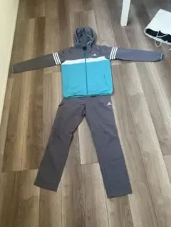 adidas ジャージ上下セット グレー×ターコイズ