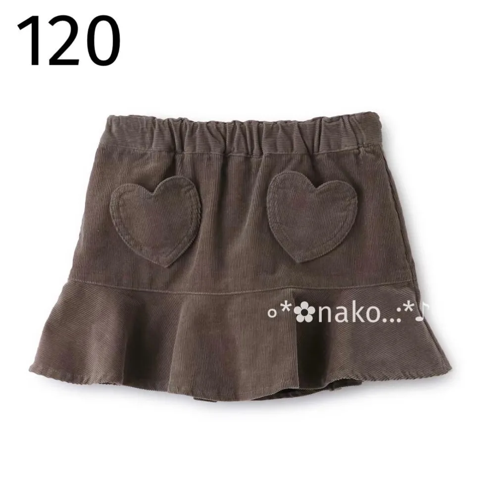 ☆ 新品 120 petit main ハート ポケット スカパン モカ茶
