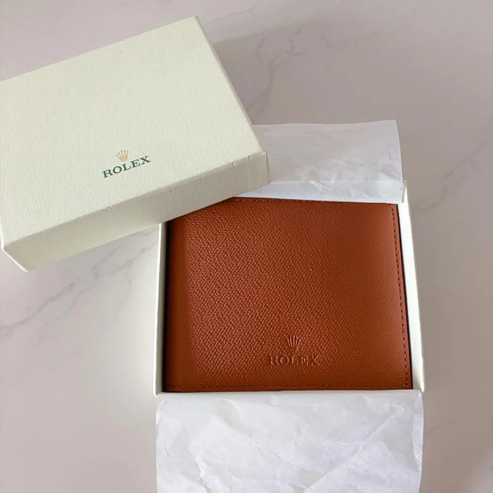 【新品・希少】ROLEX ロレックス 本革 二つ折り財布 ブラウン ノベルティ
