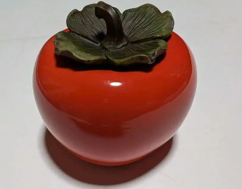 柿の形 蓋物 陶器 小物入れ