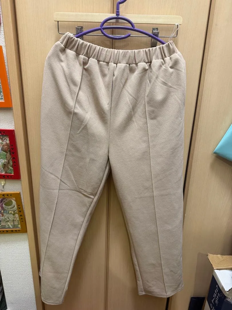 ベージュ カジュアルパンツ レディース Fサイズ ウエストゴム