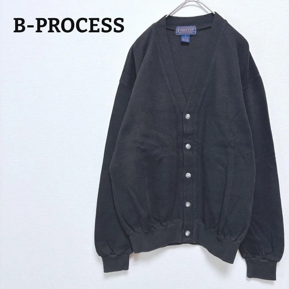 B-PROCESS カーディガン 羽織 Vネック 綿混 シンプル ボタン M