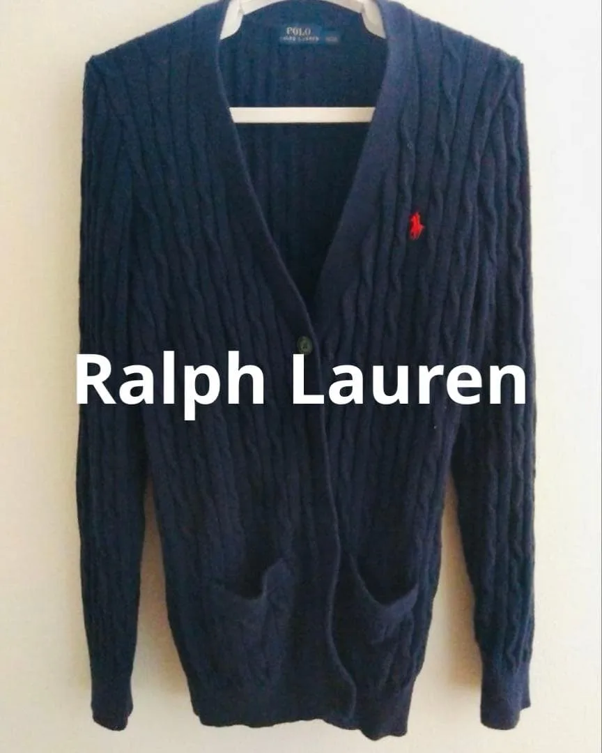 美品【Ralph Lauren】ラルフローレンケーブルニットコットンカーディガン