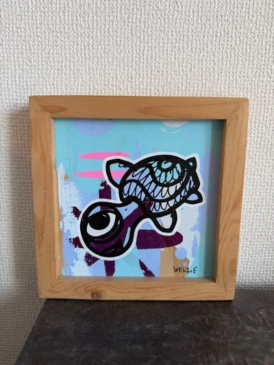 WELZIE アート作品 絵画 木製フレーム付き