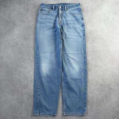 リーバイス560 Levis W32 バレル ワイド 青 古着 ヒゲ 23008