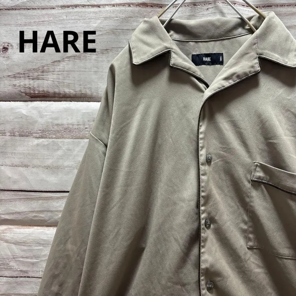 HARE パジャマシャツ オープンカラーシャツ パイピング グレー S