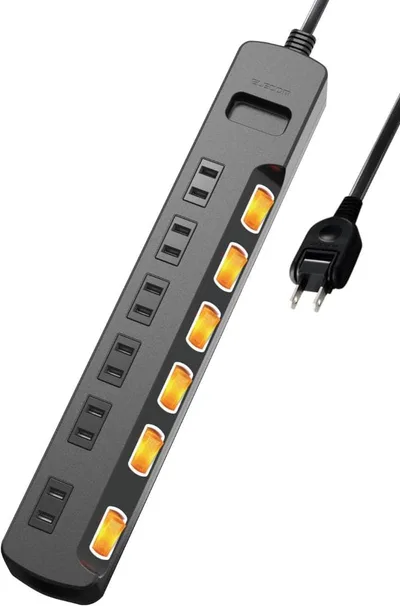 エレコム 電源タップ 6個口 3m 雷ガード 個別スイッチ ほこりシャッター付