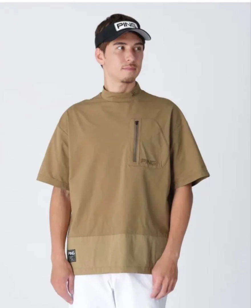 PING APPAREL メンズ 半袖ハイネックシャツ ベージュ XL