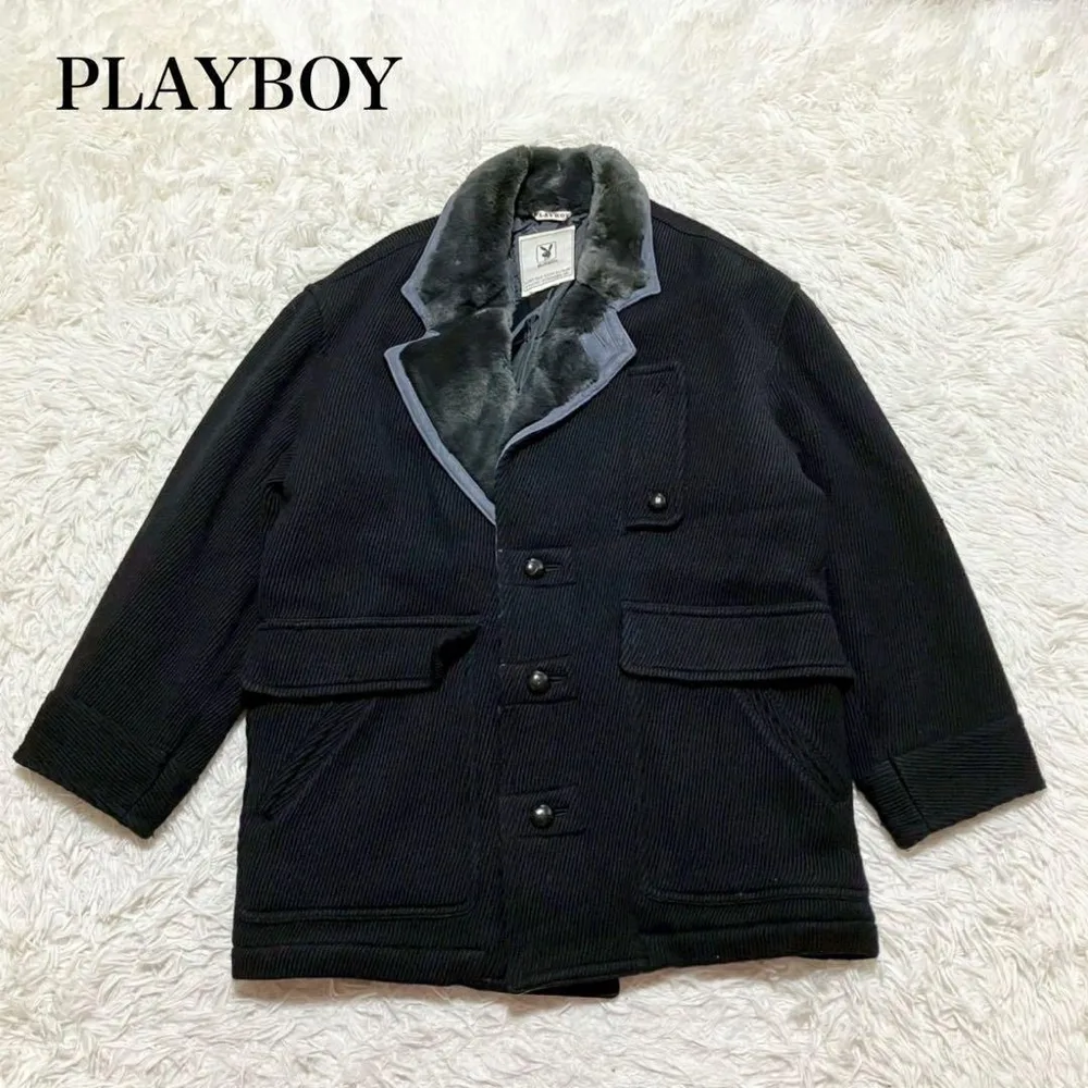 PLAYBOY wool coat jacket outerwear elegant tops plain color mix and match