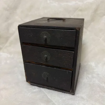 【希少】木製 3段 小引き出し 小物入れ 古道具 硯箱