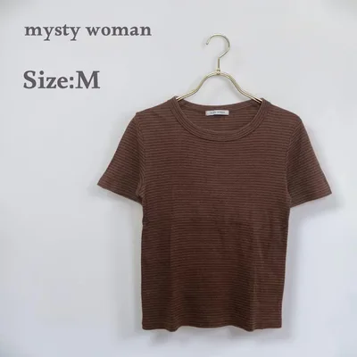ミスティウーマン Tシャツ 半袖 トップス カットソー ボーダー 綿100 M