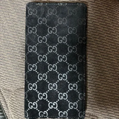 GUCCI GG柄 スエード 長財布 ブラック