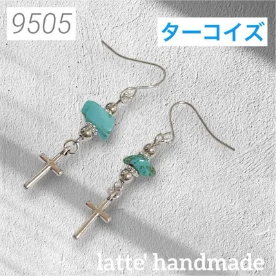 9505♡十字架xターコイズ ピアス♡