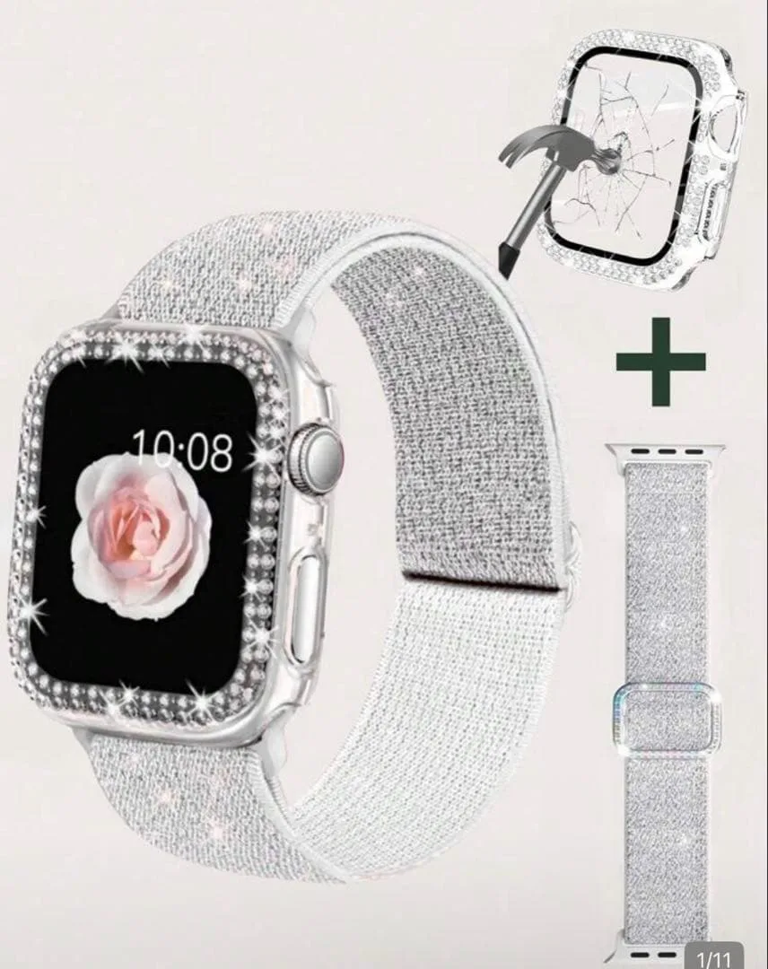 Apple Watch バンド ケース セット ラインストーン 44mm