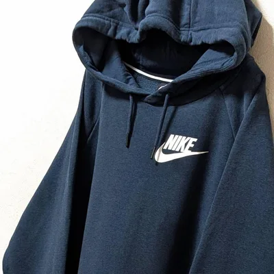 ナイキ NIKE ロゴ スウェットパーカー ネイビー 紺色 XL 古着