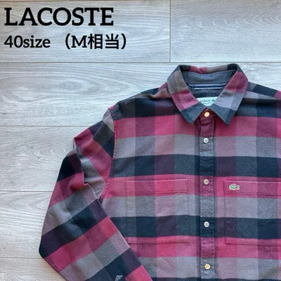 LACOSTE ラコステ ビッグチェック コットンシャツ 40 M