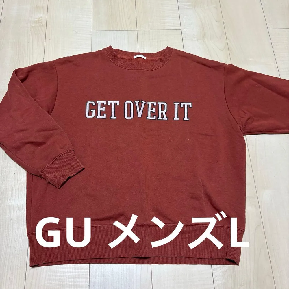 GU ジーユー ロゴ入り スウェット トレーナー ブラウン 裏起毛 メンズ L
