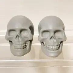 ハンドメイド オリジナル ミニ骸骨 オブジェ グレー (無塗装)2個セット