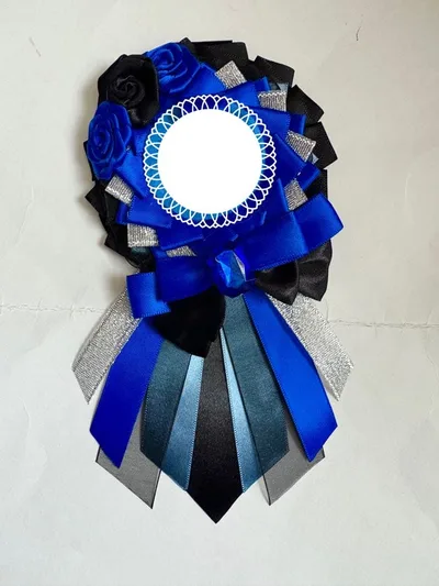 ロゼット ハンドメイド 痛ロゼット 痛バ 青×黒 ブルー ブラック
