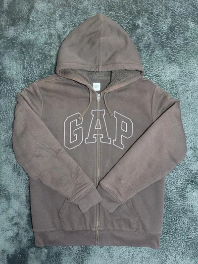 GAP 裏ボア ジップパーカー ブラウン