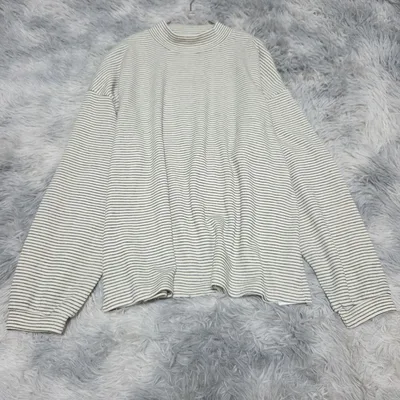 INOLVE ボーダー柄 モックネック 長袖 カットソー F